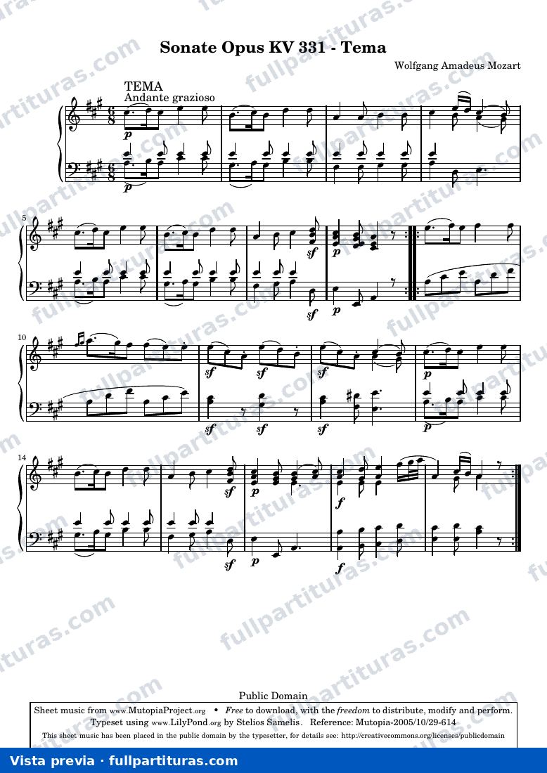 Sonata KV 331, tema — preview