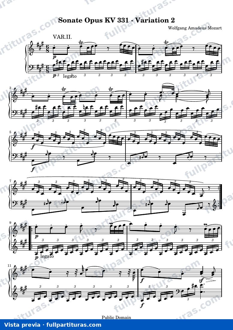 Sonata KV 331, Variación 2 — preview