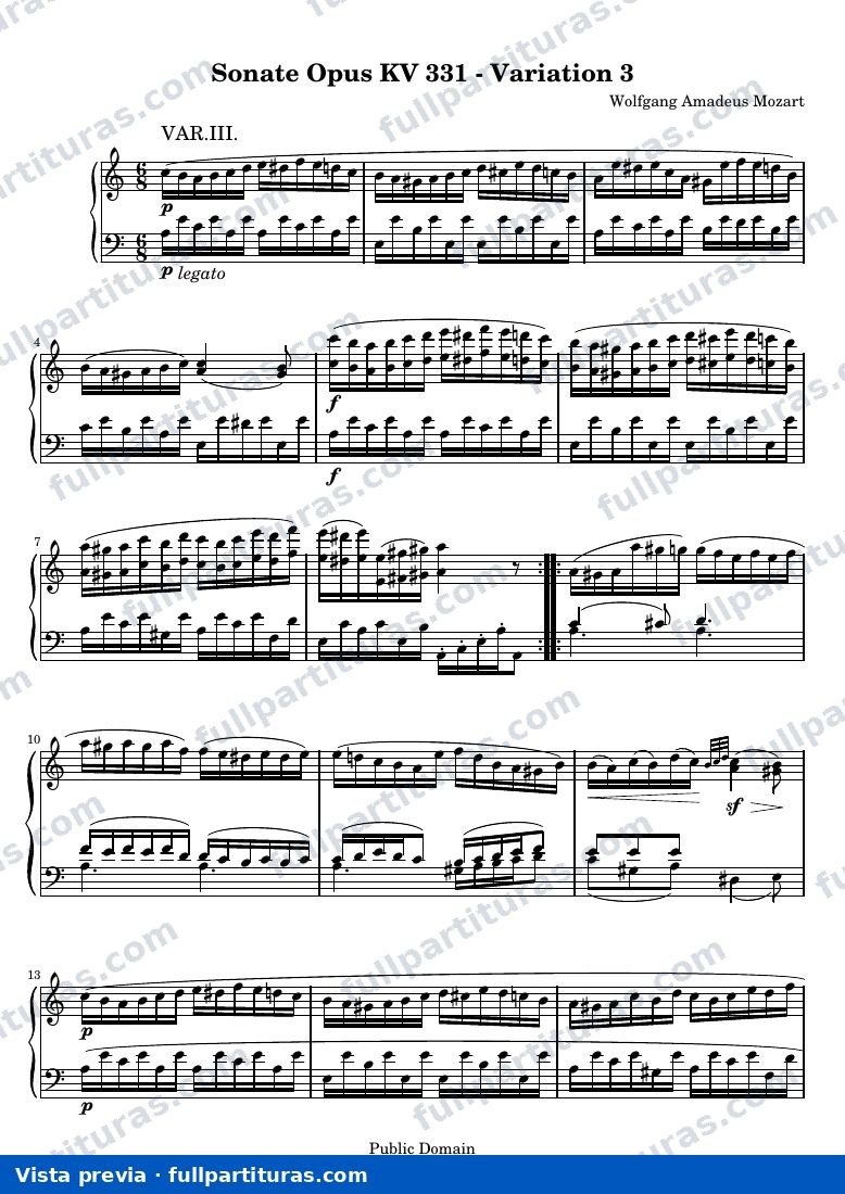 Sonata KV 331, Variación 3 — preview
