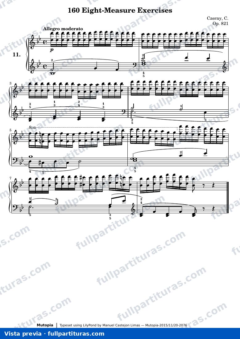 160 Eight-Measure Exercises, Op. 821, No. 11 — preview