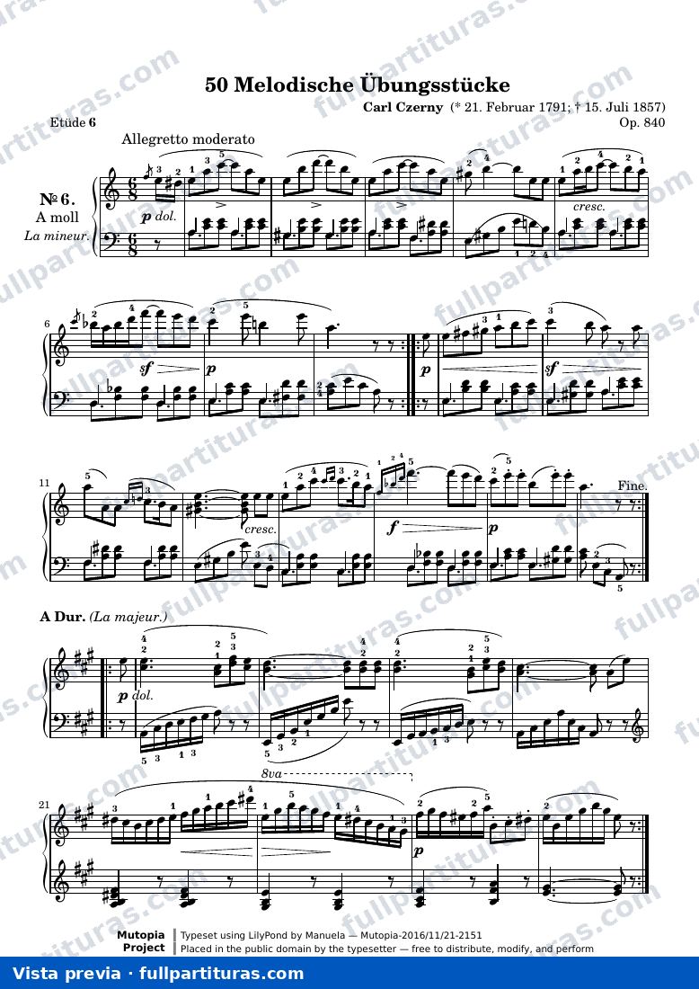 50 Estudios melódicos, Op. 72, No. 6 — preview