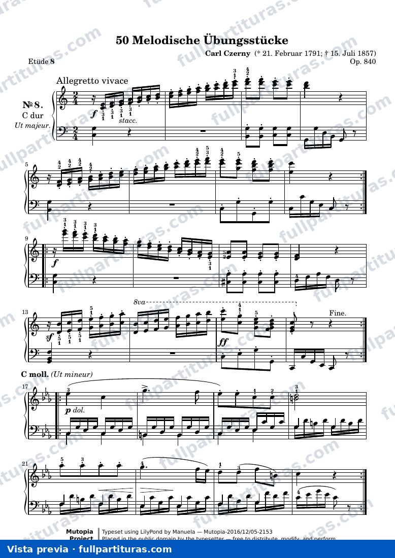 50 Melodische Übungsstücke, No. 8 — preview