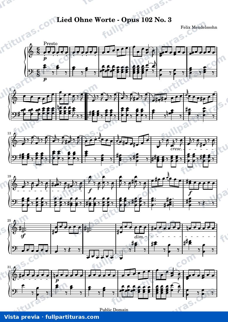 Lied ohne Worte, Op. 102, No. 3 — preview