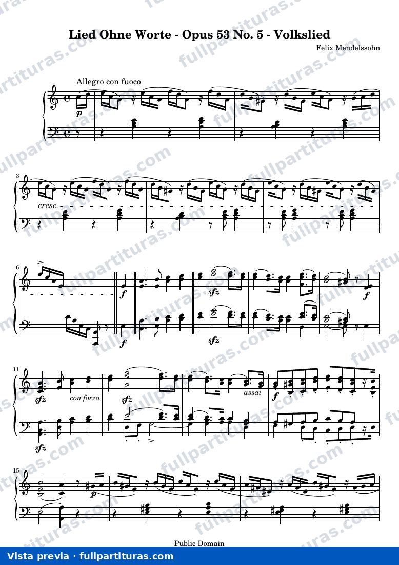 Lied ohne Worte, Op. 53, No. 5 (Volkslied) — preview