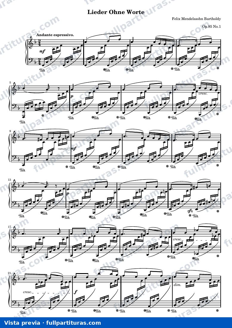 Lieder ohne Worte, Op. 85 No. 1 — preview