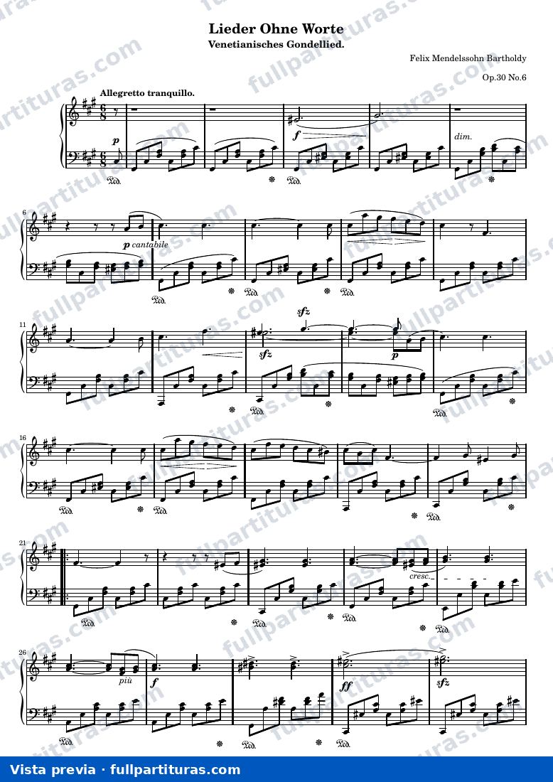 Lieder ohne Worte: Venetianisches Gondellied, Op. 30 No. 6 — preview