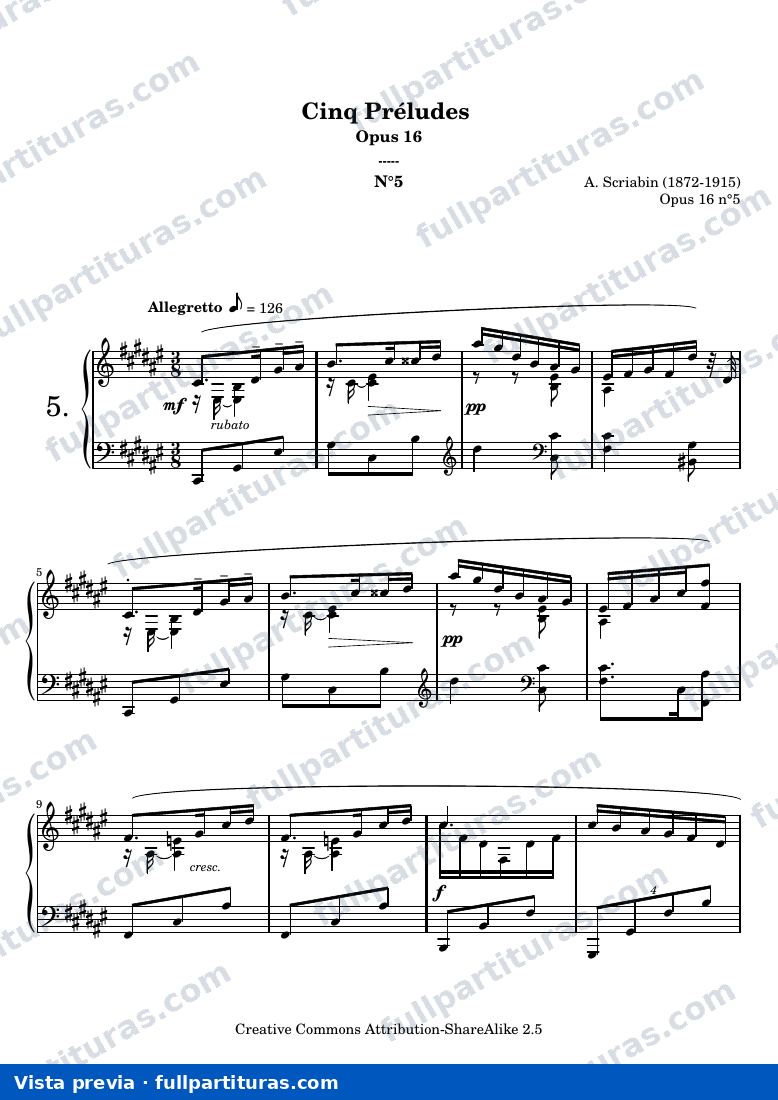 Preludios op. 16, n.º 5 — vista previa