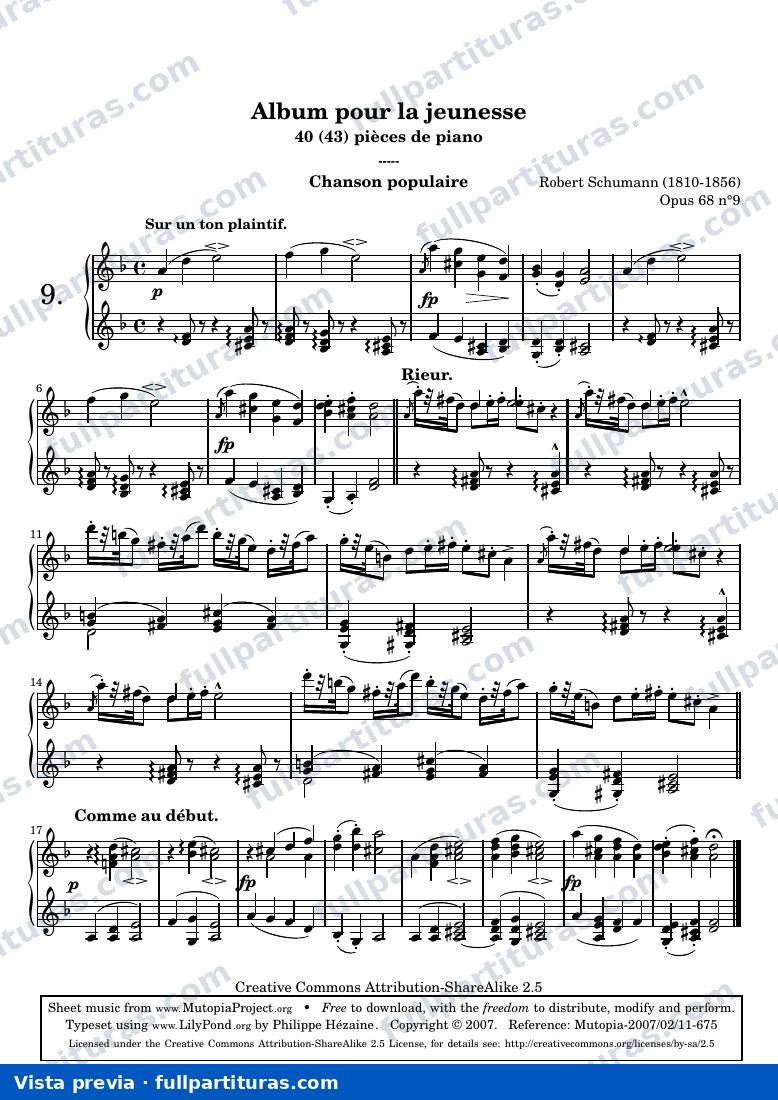Album pour la jeunesse, Op. 68: Chanson populaire — preview