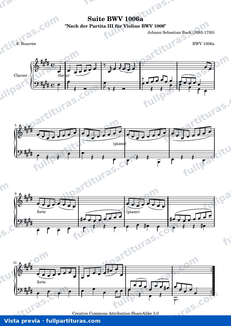 BWV 1006a - Bourrée — preview