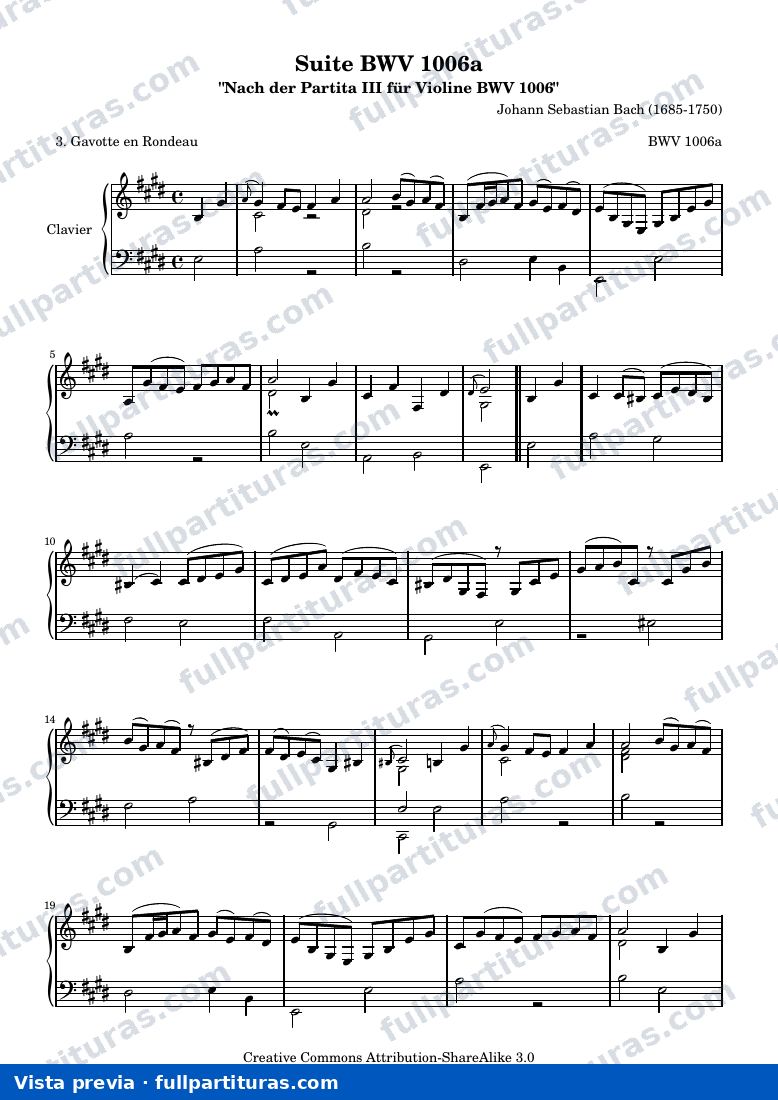 Gavotte en Rondeau, BWV 1006a — preview