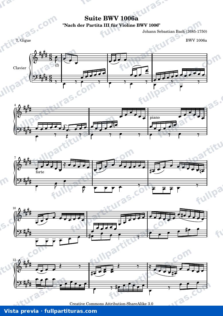 BWV 1006a, Gigue — preview