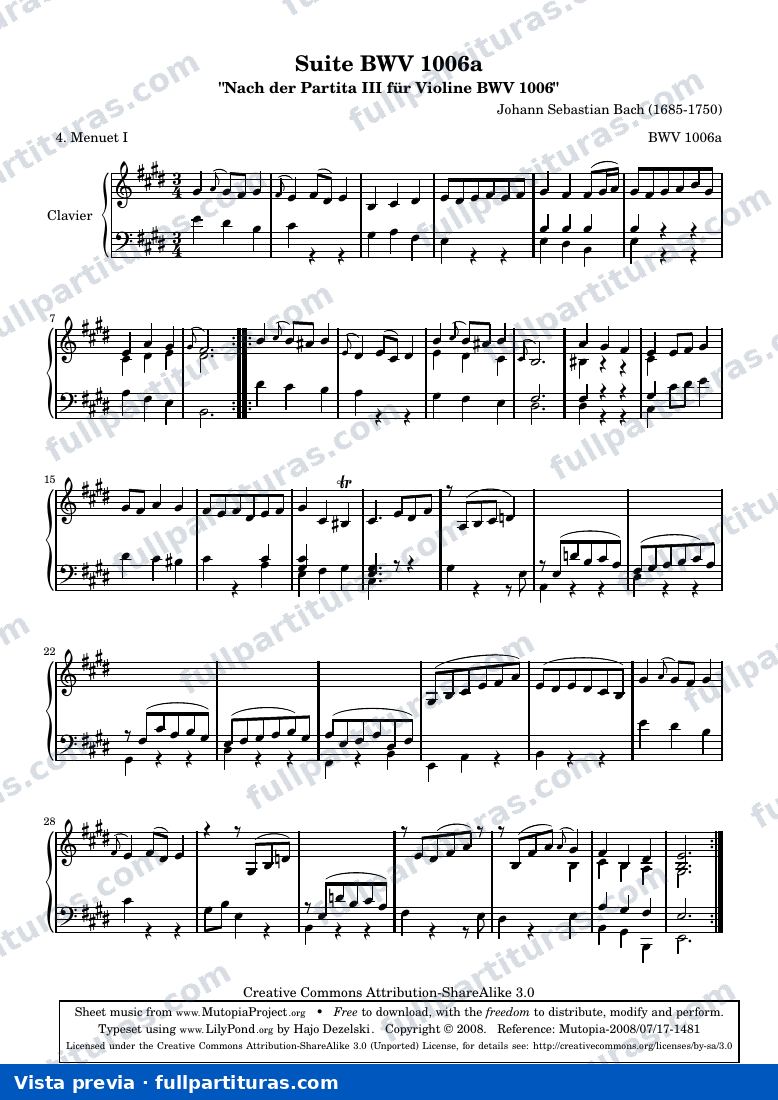 BWV 1006a - Menuet I — preview