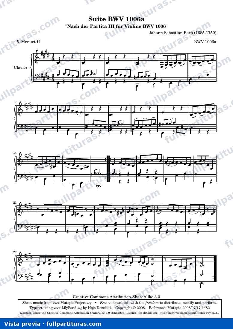 BWV 1006a - Minué II — preview