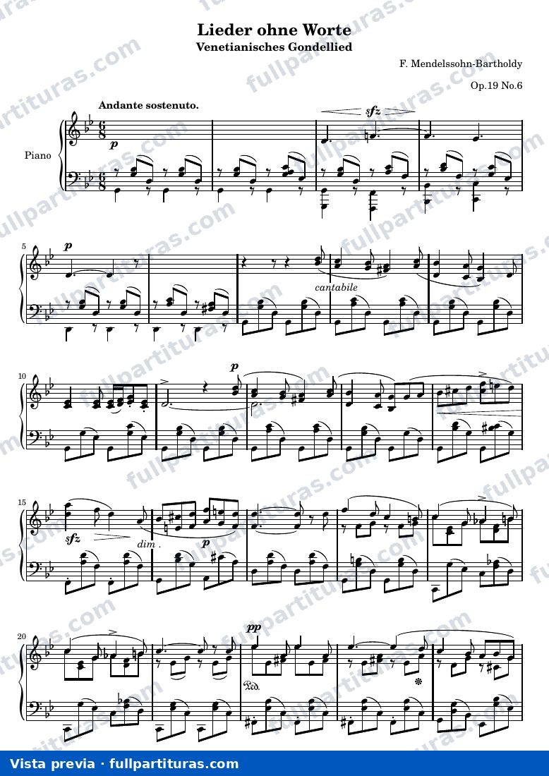 Lieder ohne Worte: Venetianisches Gondellied, Op. 19 No. 6 — preview