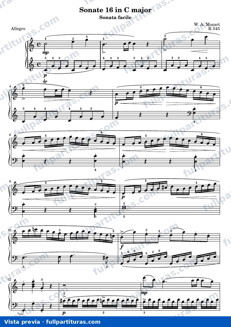 Sonata Facile, K. 545, primer movimiento — preview