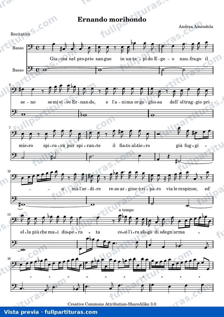 Amendola - Giacea nel proprio sangue, Cantata di Basso — preview