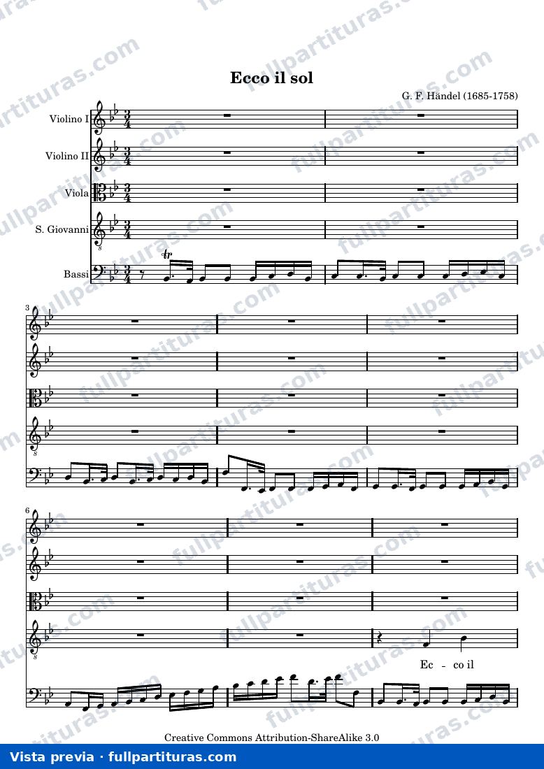 George Frideric Handel - Ecco il sol, Aria from La Resurrezione — preview