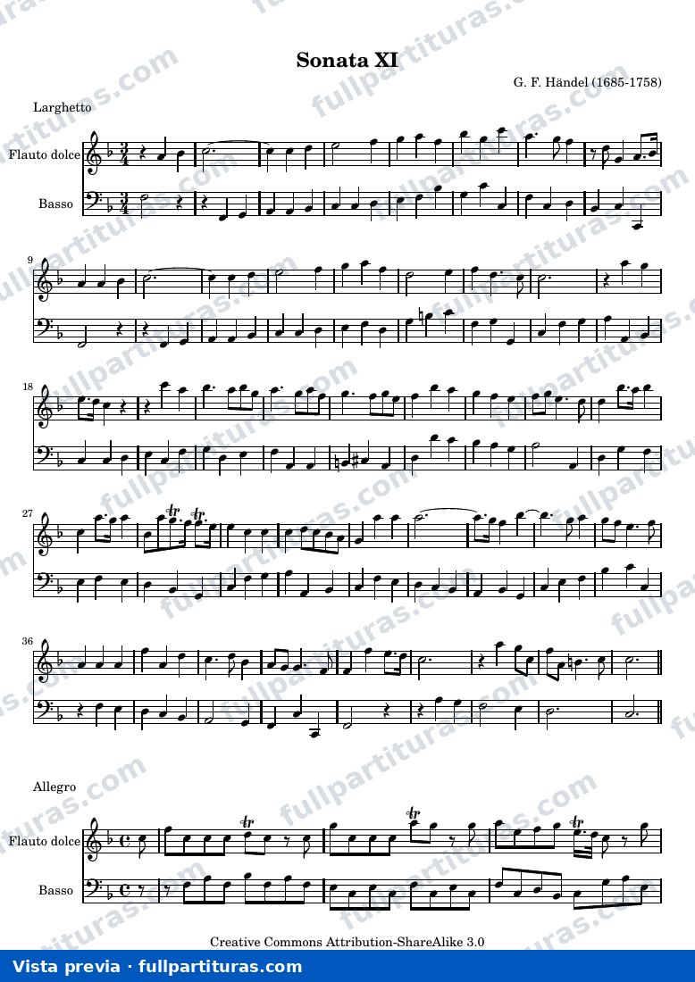 Georg Friedrich Händel - Sonata XI Op. 1 — preview