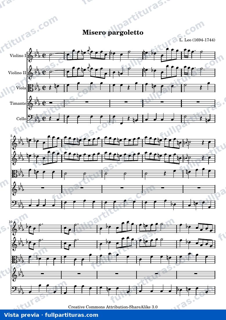 Leonardo Leo - Misero pargoletto, Aria from Demofoonte — preview