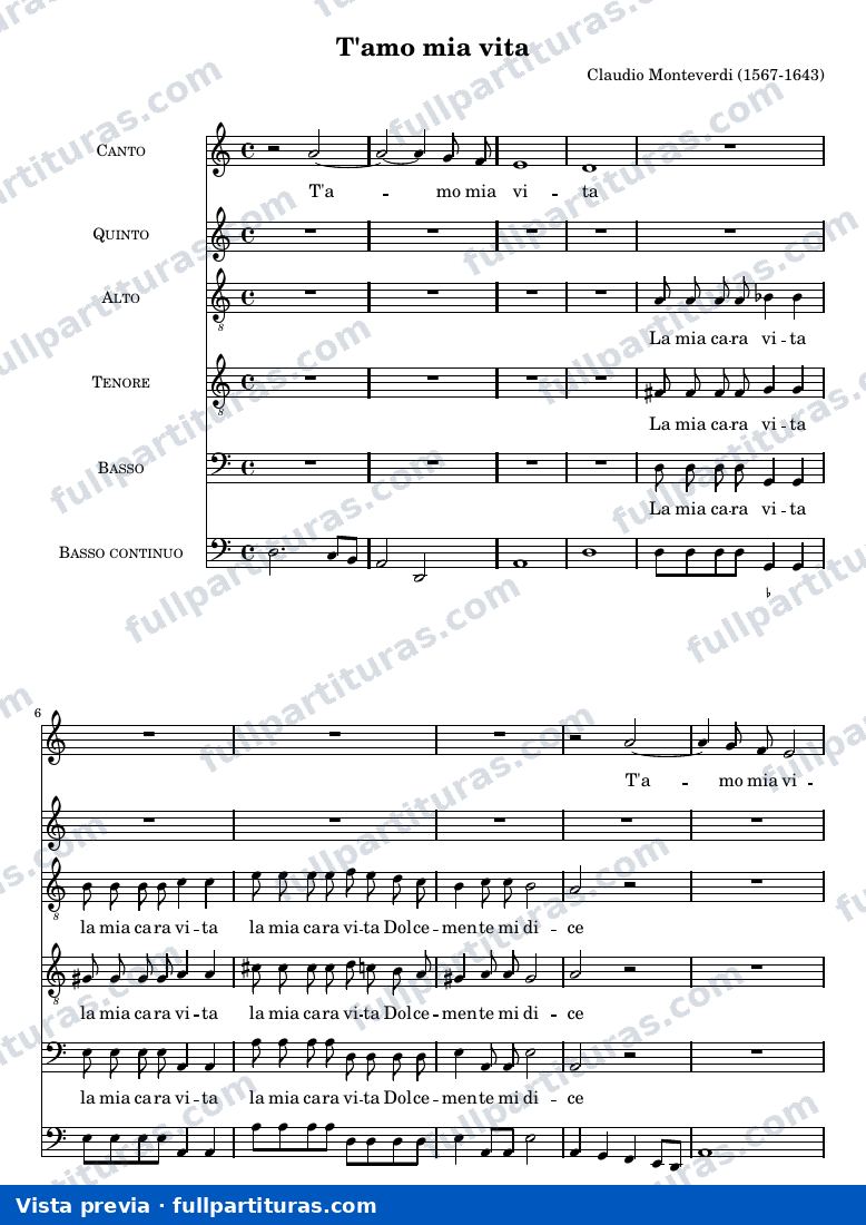 Claudio Monteverdi - T'amo mia vita — preview