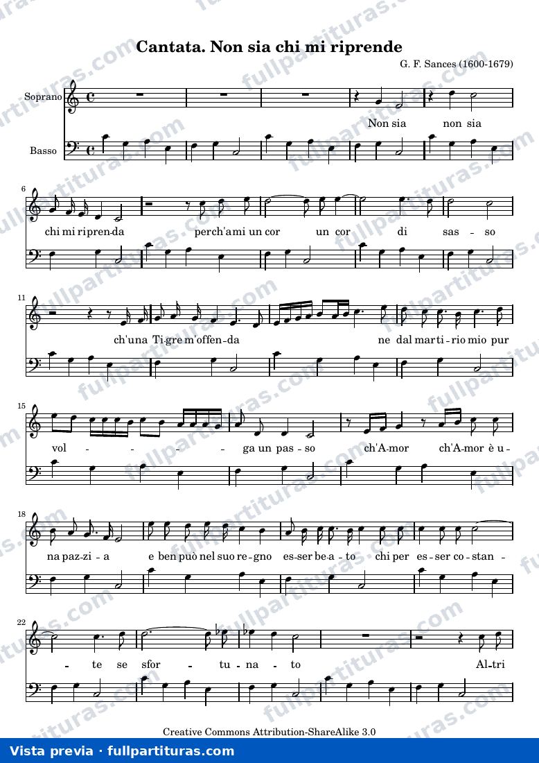 Giovanni Felice Sances - Cantata. Non sia chi mi riprenda — preview