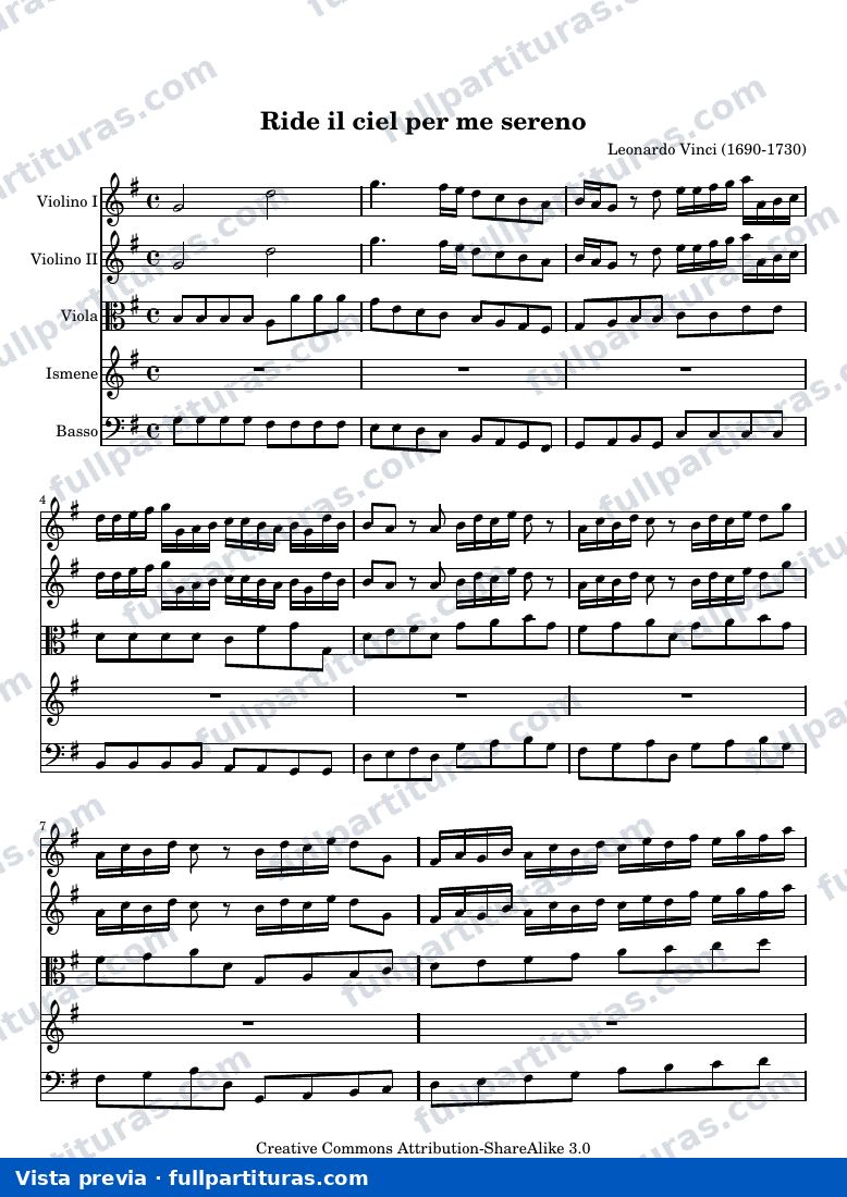 Leonardo Vinci - Ride il ciel per me sereno — preview