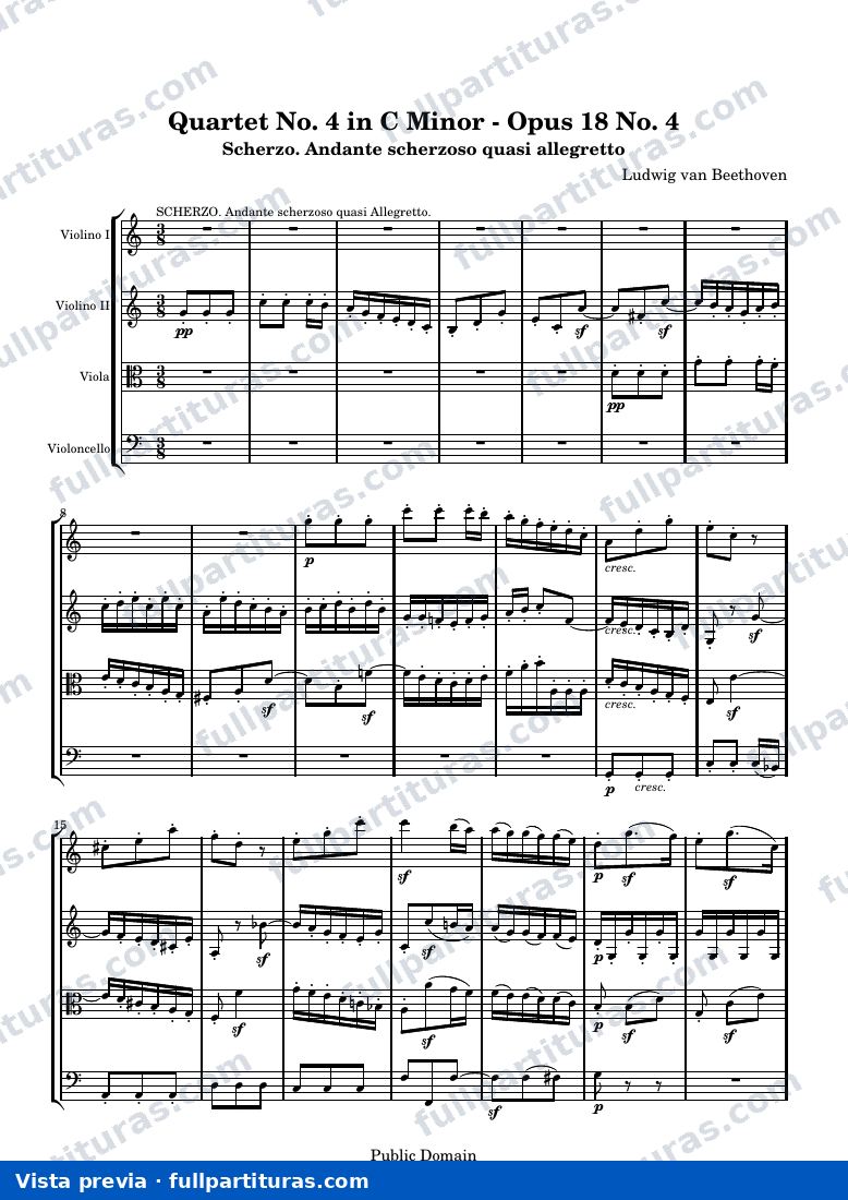 Ludwig van Beethoven - String Quartet No. 4 in C Minor, Op. 18: 2. Andante scherzoso quasi allegretto — preview