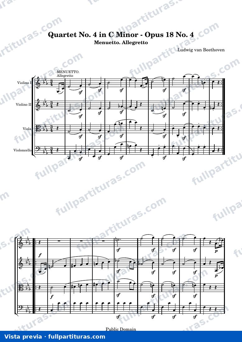 Ludwig van Beethoven - String Quartet No. 4 in C Minor: 3. Menuetto. Allegretto — preview