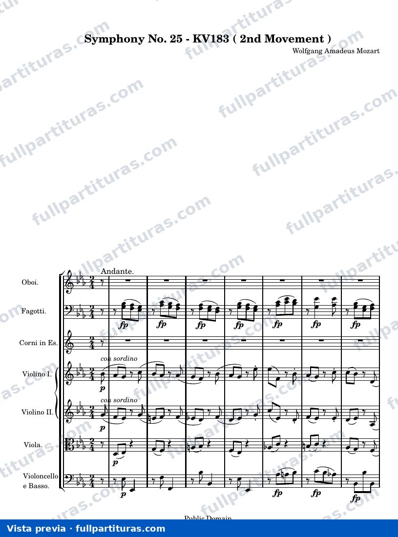 Wolfgang Amadeus Mozart - Symphony No. 25 KV183, 2nd Movement — preview