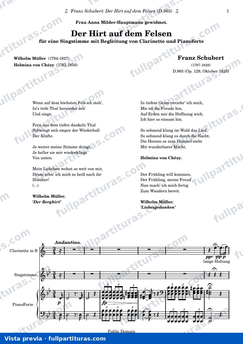 Franz Schubert - Der Hirt auf dem Felsen — preview
