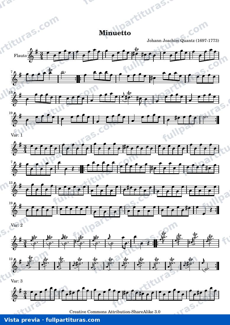 Johann Joachim Quantz - Minuetto — preview