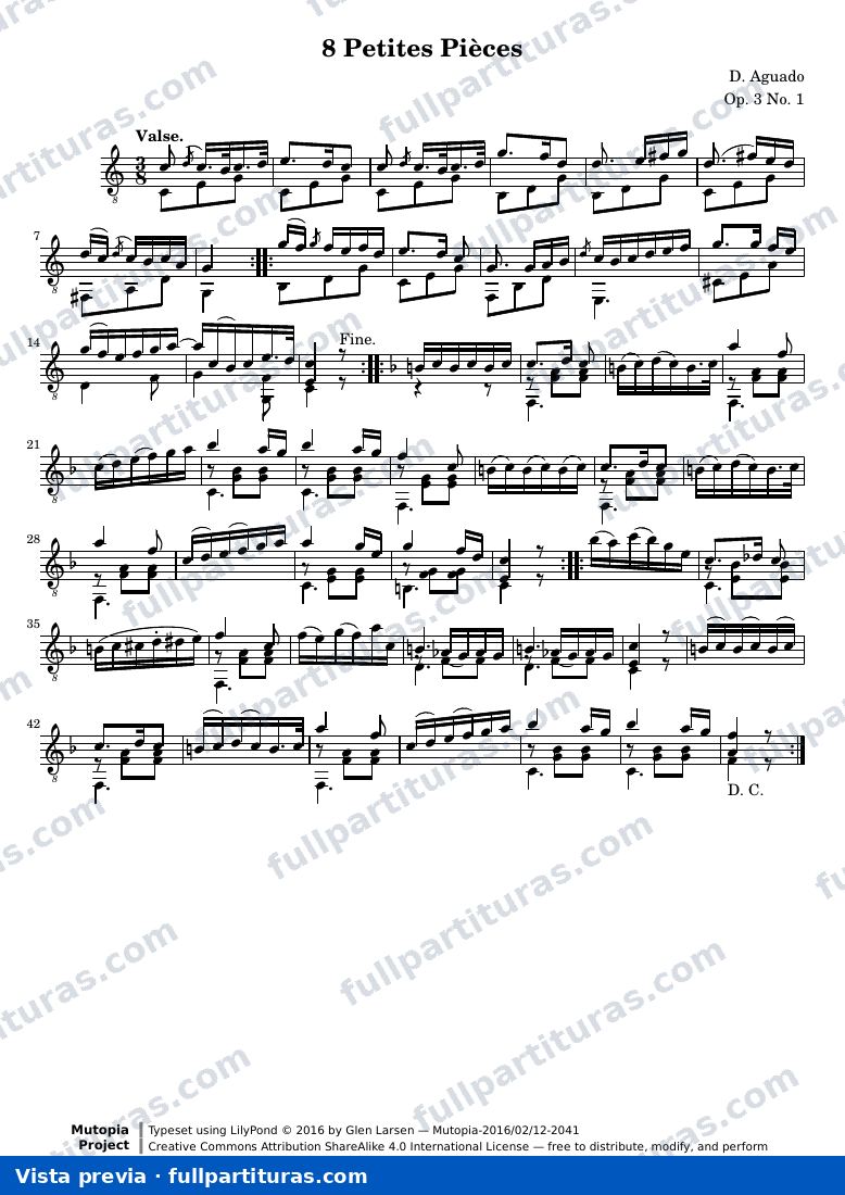 Dionisio Aguado - 8 Petites Pièces for Guitar, No. 1 — preview