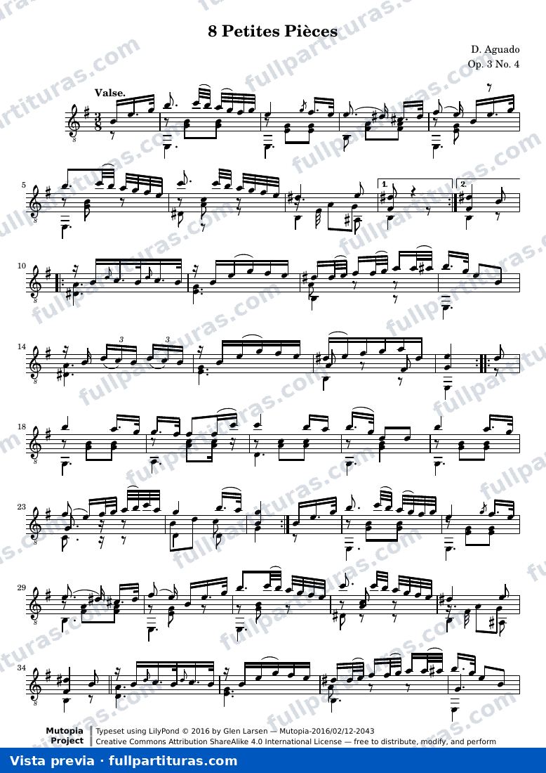 Dionisio Aguado - 8 Petites Pièces for Guitar, No. 4 — preview