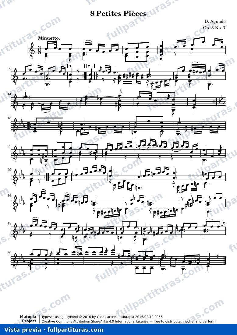 Dionisio Aguado - 8 Petites Pièces for Guitar, No. 7 — preview