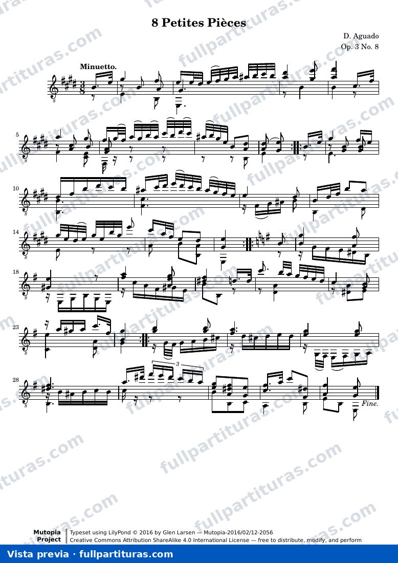 Dionisio Aguado - 8 Petites Pièces for Guitar, No. 8 — vista previa
