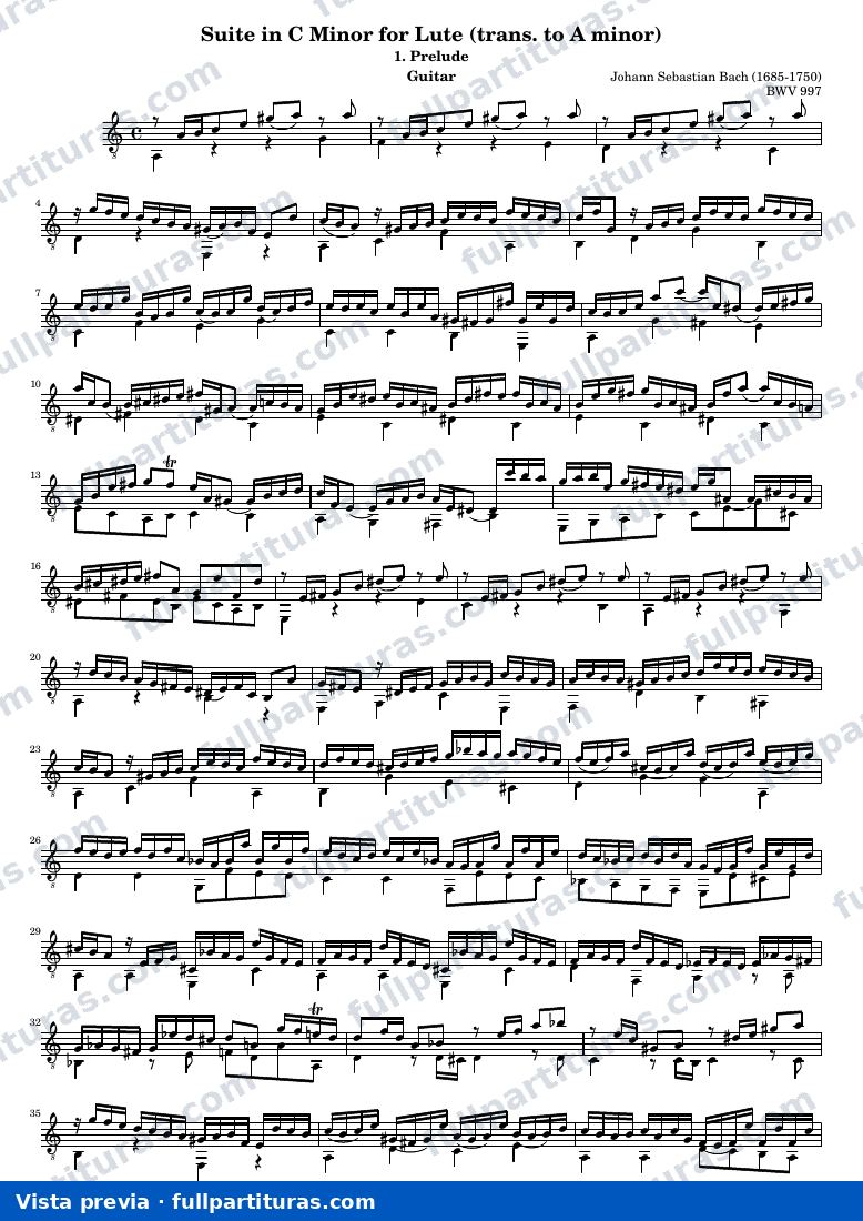 Johann Sebastian Bach - Lute Suite BWV 997: 1. Prelude — preview
