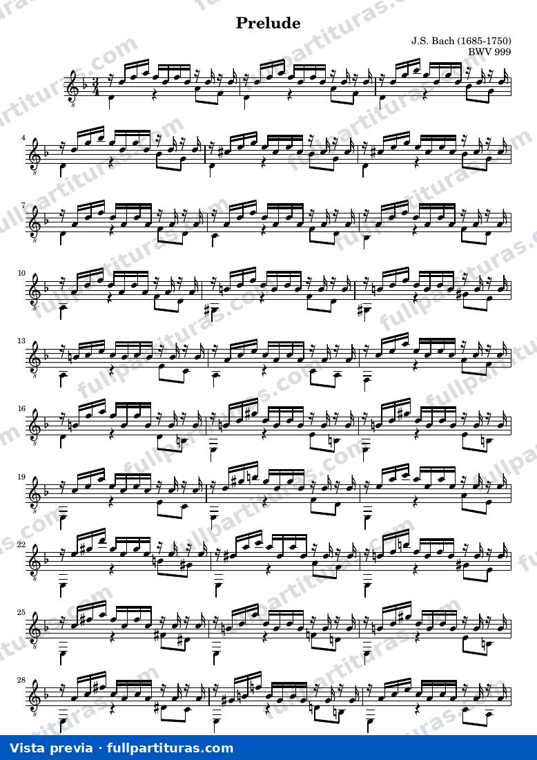 Johann Sebastian Bach - Prelude in D Minor — preview