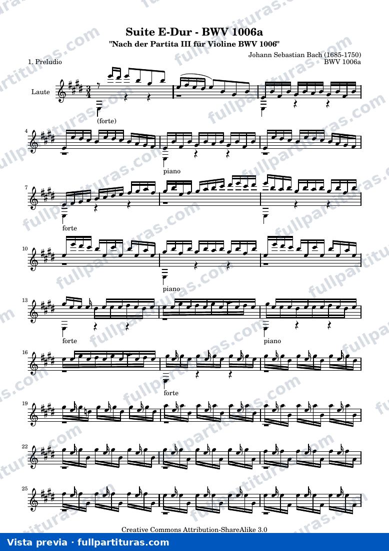 Johann Sebastian Bach - Suite E-Dur BWV 1006a Preludio — preview