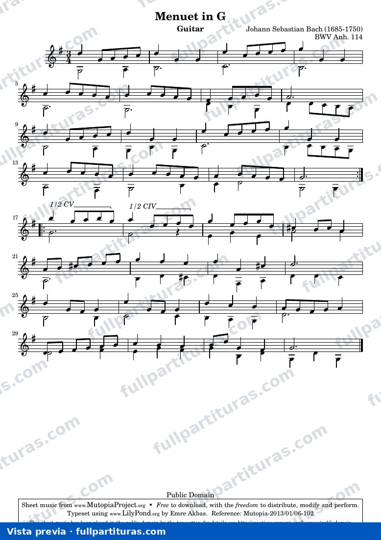Johann Sebastian Bach - Menuet in G — preview