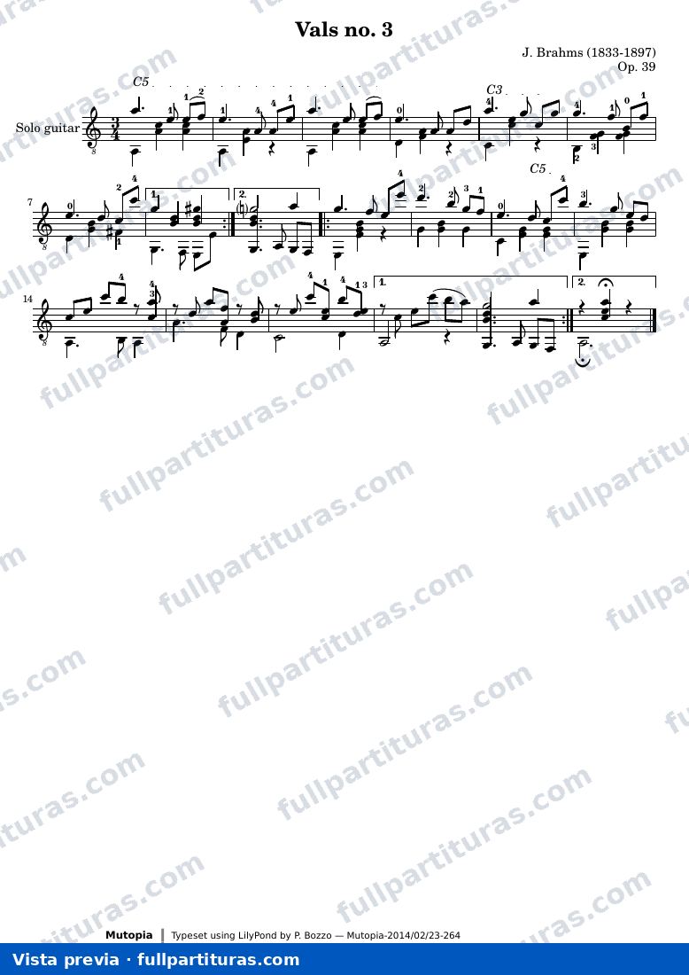 Johannes Brahms - Vals No. 3 — preview
