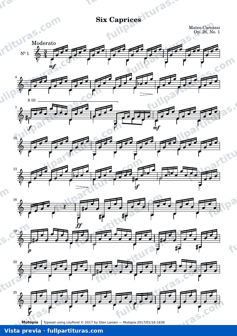 Matteo Carcassi - Six Caprices, No. 1 — preview