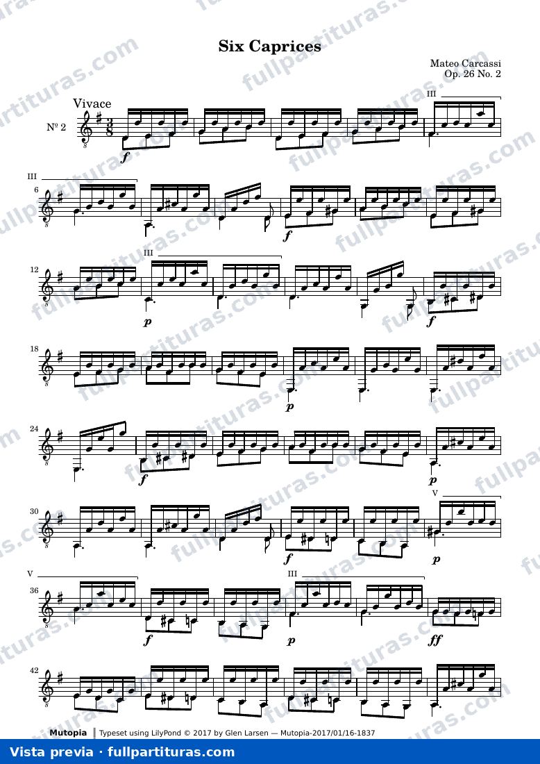 Matteo Carcassi - Six Caprices, No. 2 — preview