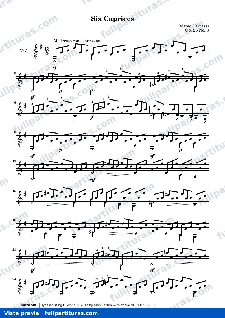 Matteo Carcassi - Six Caprices, No. 3 — preview