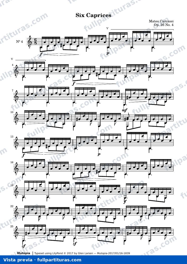 Matteo Carcassi - Six Caprices, No. 4 — preview