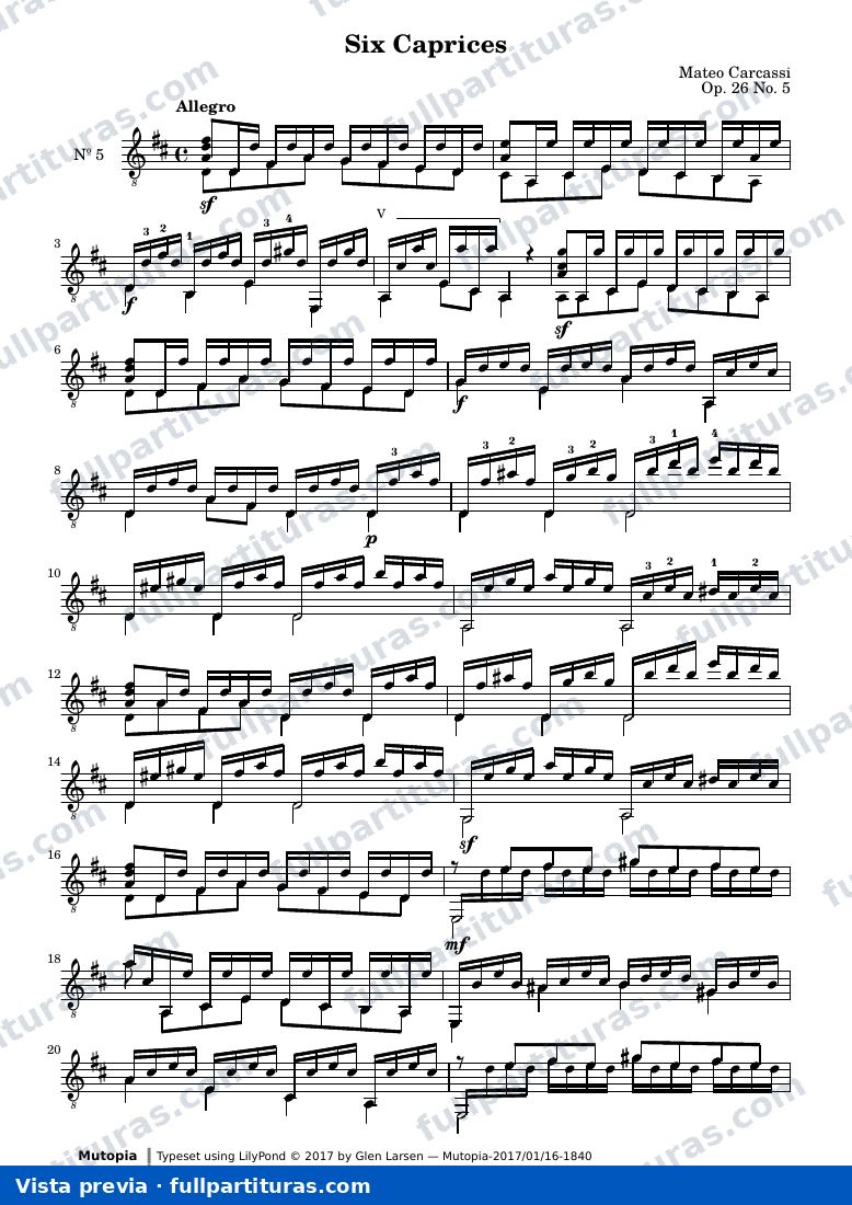Matteo Carcassi - Six Caprices, No. 5 — preview