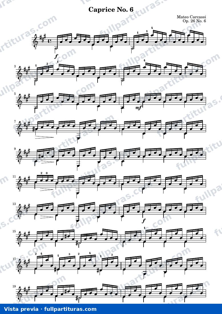 Matteo Carcassi - Six Caprices No. 6 — preview