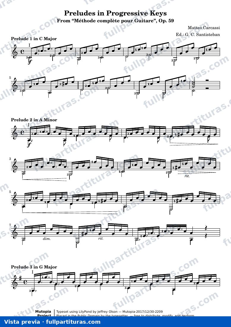 Matteo Carcassi - Preludios en Tonalidades Progresivas de Méthode Complète pour Guitare — preview