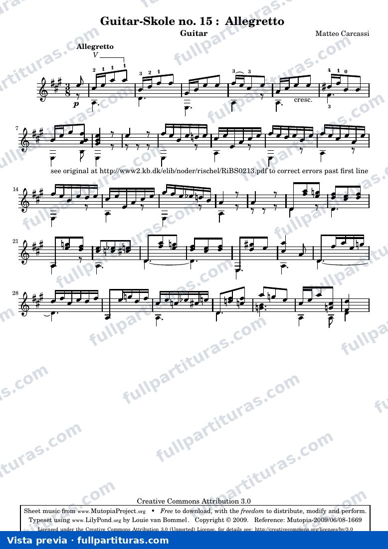 Matteo Carcassi - Guitar-Skole no. 15: Allegretto — preview