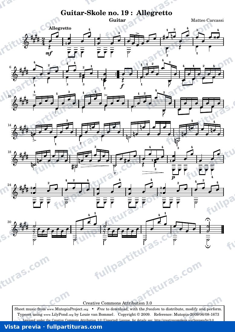 Matteo Carcassi - Guitar-Skole no. 19: Allegretto — preview