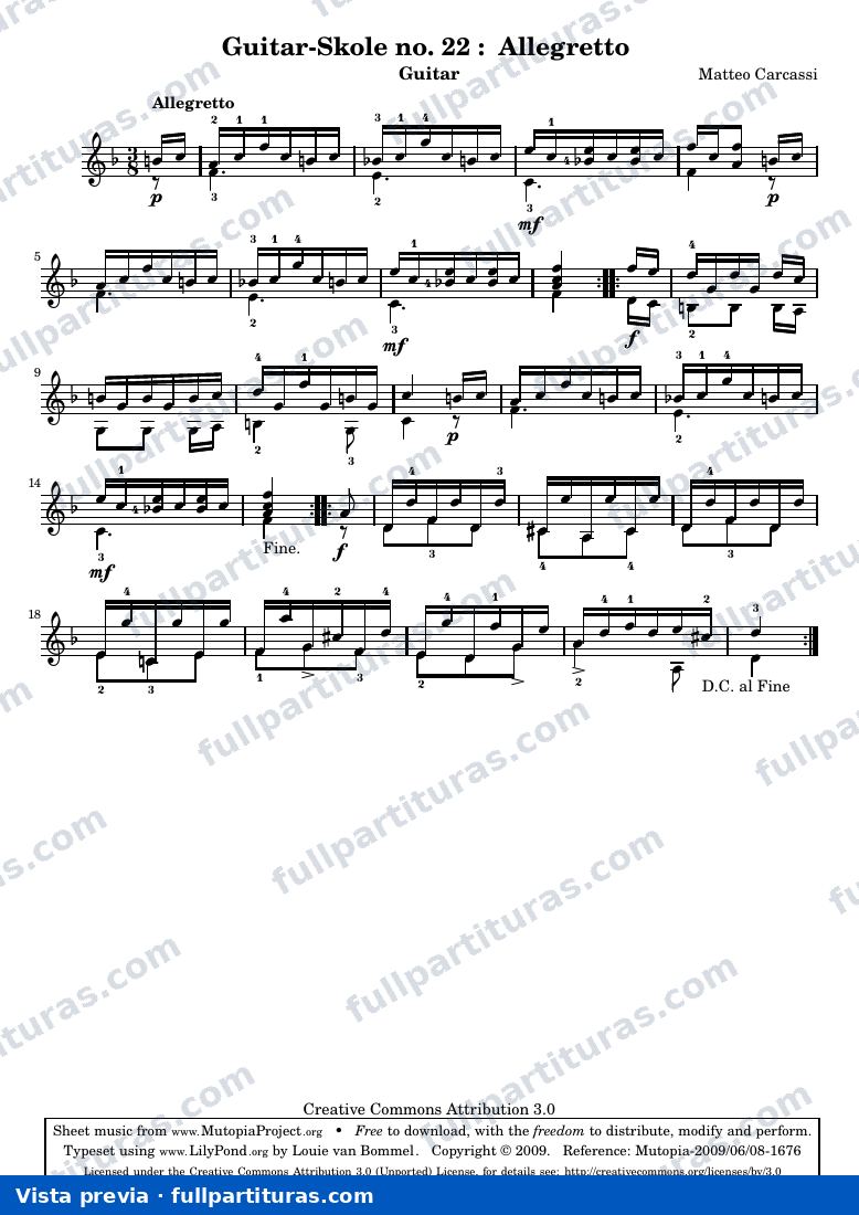 Matteo Carcassi - Guitar-Skole no. 22: Allegretto — preview